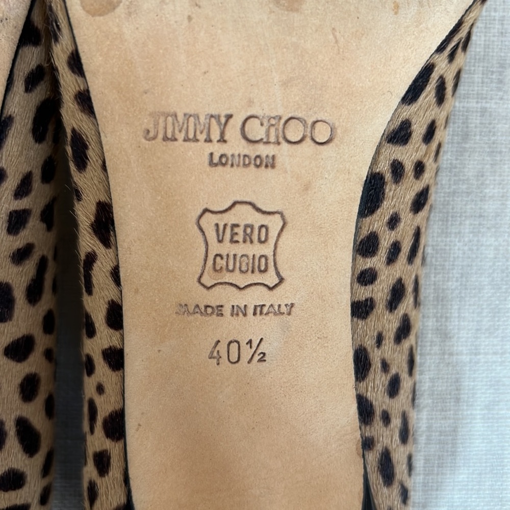 Jimmy Choo Elevens in Leopard size 40.5 Animal print Cheetah pony hair heels - Picture 6 of 16